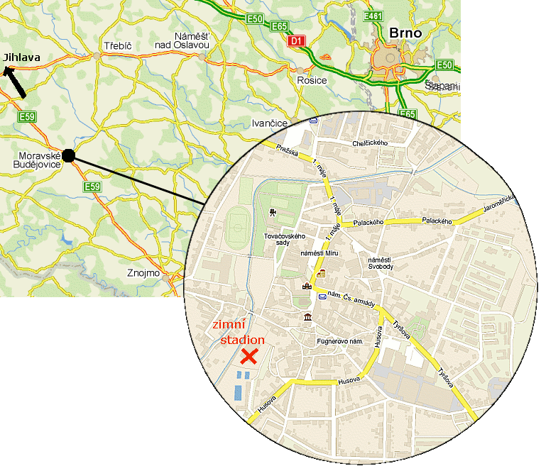 Mapa Moravskch Budjovic